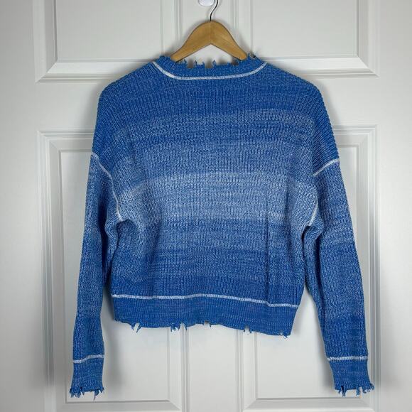 Pistola Blue Distressed Knitted Long Sleeved Sweater Chic Women's Size Small - Picture 8 of 8
